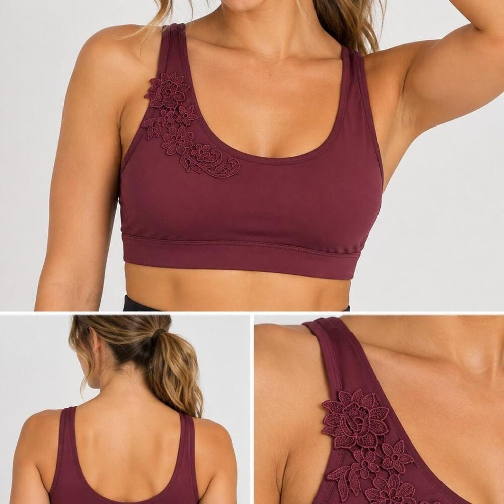 Fabletics burgundy sports bra
